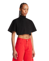 T-Shirt Cropped In Cotone Nera | PDP | Antonia