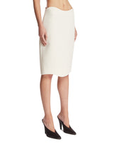 White Curved Wool Crepe Skirt | PDP | Antonia