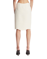 White Curved Wool Crepe Skirt | PDP | Antonia