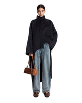 Black Asymmetric Double-Face Cashmere Coat | PDP | Antonia