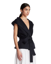Blue Double-Faced Cashmere Hooded Jacket | PDP | Antonia