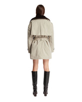 Gray Faux Fur-Lined Double-Breasted Trench Coat | PDP | Antonia