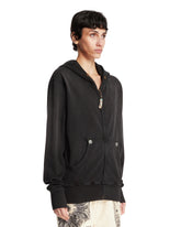 Black Cotton Zip-Up Sweatshirt | PDP | Antonia