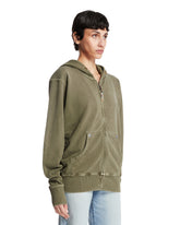 Green Cotton Zip-Up Sweatshirt | PDP | Antonia