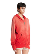 Red Cotton Zip-Up Sweatshirt | PDP | Antonia