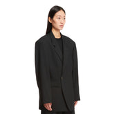 Black Wool Oversize Double-Breasted Blazer | PDP | Antonia