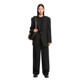 Black Wool Oversize Double-Breasted Blazer | PDP | Antonia