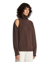 Brown Wool and Cashmere Shoulder Cut-Out Sweater | PDP | Antonia