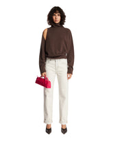 Brown Wool and Cashmere Shoulder Cut-Out Sweater | PDP | Antonia