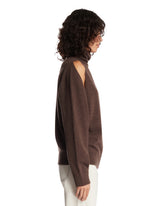 Brown Wool and Cashmere Shoulder Cut-Out Sweater | PDP | Antonia