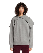 Gray Asymmetric Buttoned Sweater | PDP | Antonia