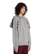 Gray Asymmetric Buttoned Sweater | PDP | Antonia