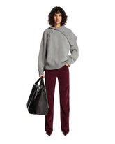 Gray Asymmetric Buttoned Sweater | PDP | Antonia