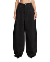 Black High-Waisted Barrel Trousers | PDP | Antonia