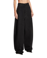 Black High-Waisted Barrel Trousers | PDP | Antonia