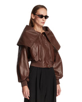 Brown Wrap-Front Jacket with Collar | PDP | Antonia