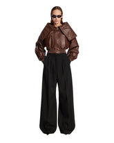 Brown Wrap-Front Jacket with Collar | PDP | Antonia
