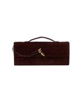 Dark Brown Suede Andiamo Clutch Bag | PDP | Antonia
