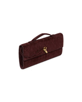 Dark Brown Suede Andiamo Clutch Bag | PDP | Antonia