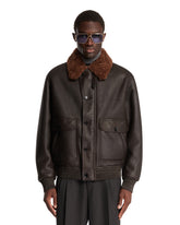 Brown Leather Aviator Jacket | PDP | Antonia