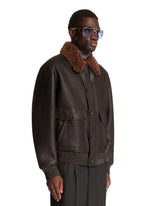 Brown Leather Aviator Jacket | PDP | Antonia