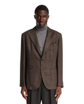 Beige Plaid Cashmere and Silk Blazer | PDP | Antonia