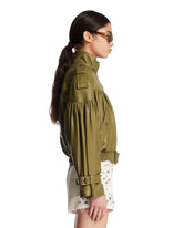 Green Cropped Leather Jacket | PDP | Antonia