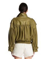 Green Cropped Leather Jacket | PDP | Antonia