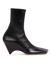 Black Leather Heeled Ankle Boots | PDP | Antonia