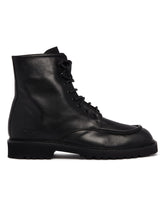 Black Leather Lace-Up Ankle Boots | PDP | Antonia