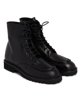 Black Leather Lace-Up Ankle Boots | PDP | Antonia