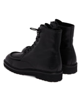 Black Leather Lace-Up Ankle Boots | PDP | Antonia