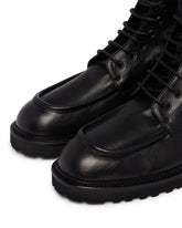 Black Leather Lace-Up Ankle Boots | PDP | Antonia