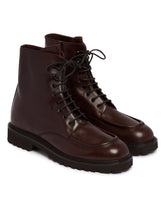 Brown Leather Lace-Up Ankle Boots | PDP | Antonia