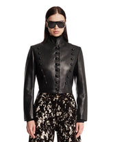 Black Leather Moss Napoleon Jacket | PDP | Antonia