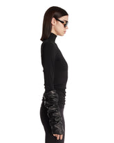 Black Camie Top with Leather Sleeves | PDP | Antonia