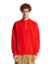 Red Zip Crew Neck Sweater | PDP | Antonia