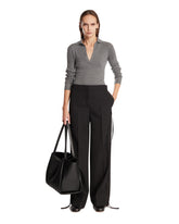 Black Wool Tuxedo Trousers | PDP | Antonia