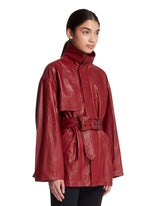 Frame x Alexandra Leclerc The Alexandra Leather Trench Burgundy | PDP | Antonia