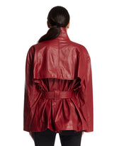 Frame x Alexandra Leclerc The Alexandra Leather Trench Burgundy | PDP | Antonia