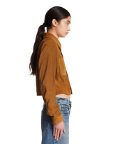 Frame x Alexandra Leclerc The Suede Small Jacket Beige | PDP | Antonia