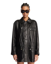 Frame x Alexandra Leclerc Black Paper Leather Safari Jacket | PDP | Antonia