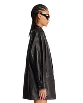 Frame x Alexandra Leclerc Black Paper Leather Safari Jacket | PDP | Antonia