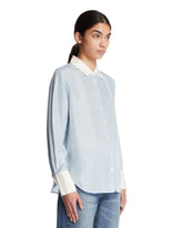 Frame x Alexandra Leclerc The Silk Standard Shirt Azzurra | PDP | Antonia