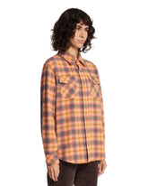 Orange Olive Shadow Tartan Cashmere Shirt | PDP | Antonia