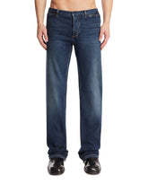 Blue Stretch Cotton Denim Trousers | PDP | Antonia