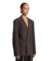 Brown Pinstriped Mohair Wool Jacket | PDP | Antonia