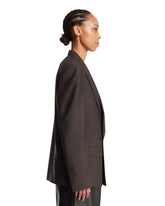 Brown Pinstriped Mohair Wool Jacket | PDP | Antonia