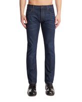 Blue Embroidered Cotton Denim Trousers | PDP | Antonia