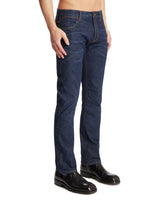 Blue Embroidered Cotton Denim Trousers | PDP | Antonia